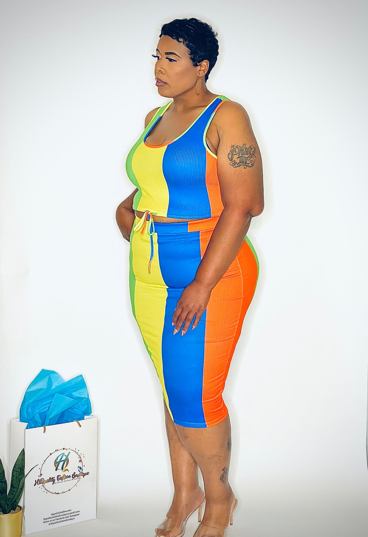 Color-blocked Rib Set by hiquality fashion boutique