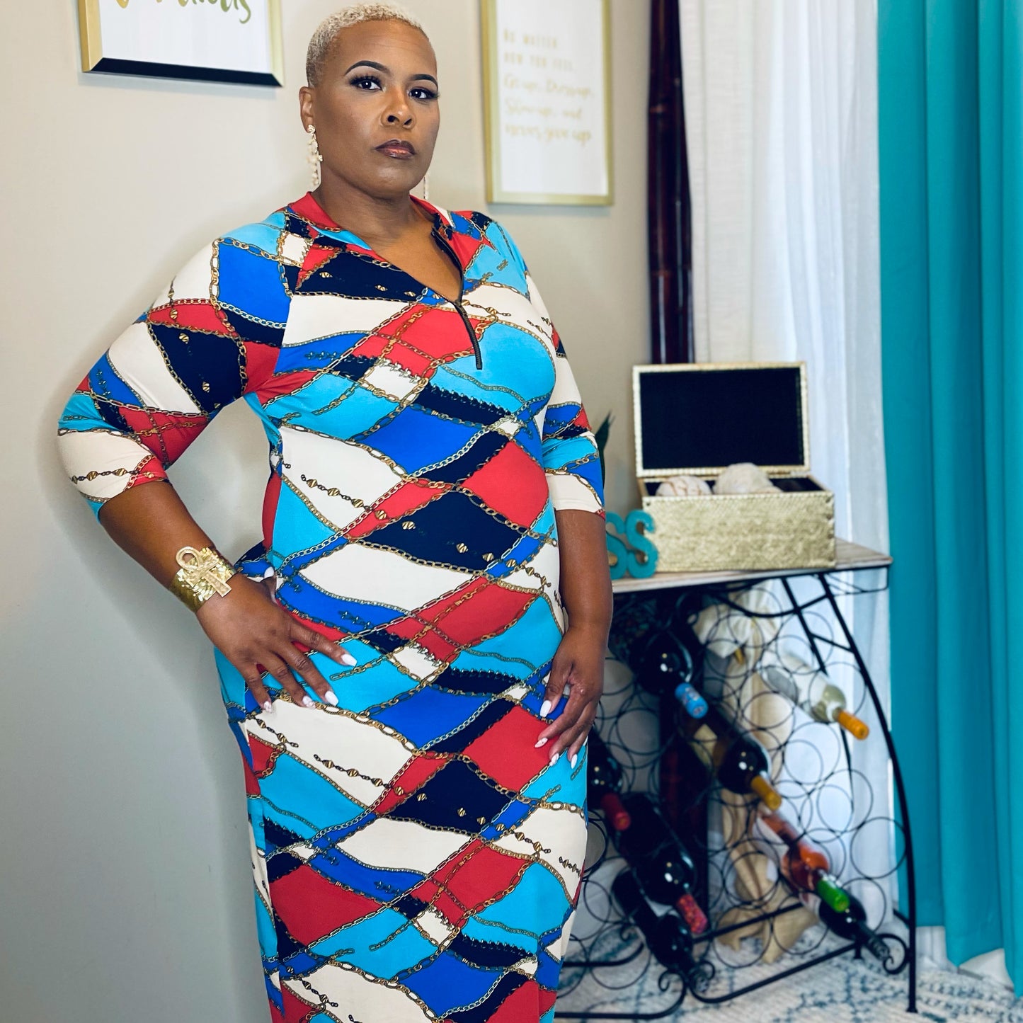 Red and Blue Maze Dress by hiquality-fashion-boutique