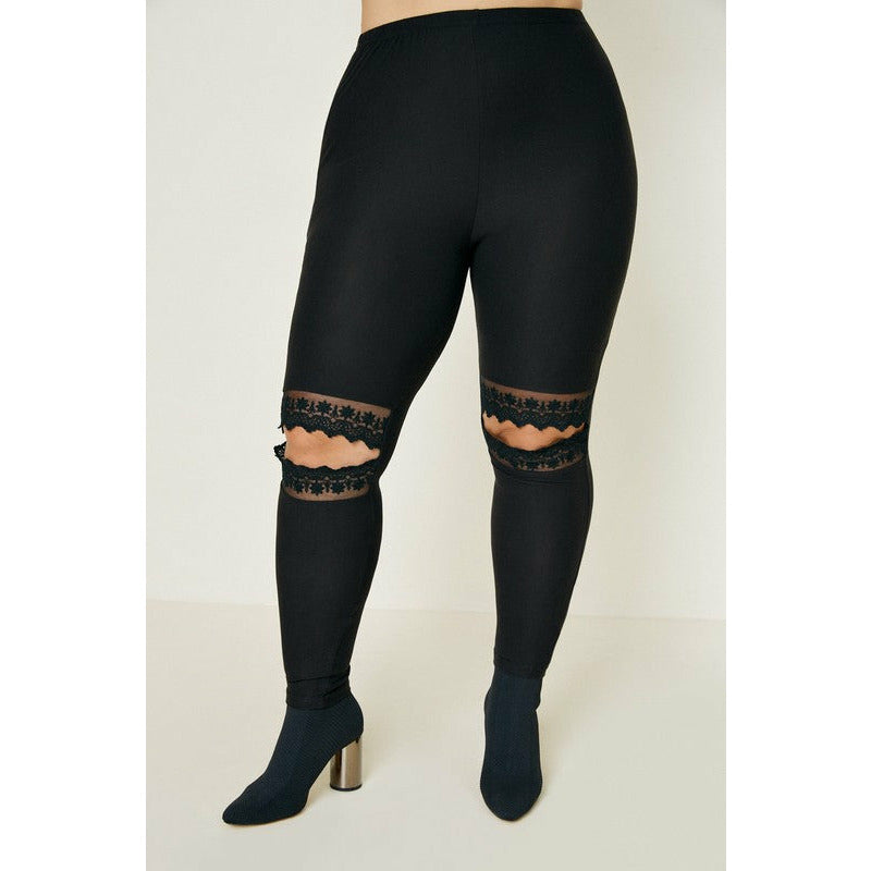 Leggings with shop lace cutouts